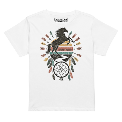 White t-shirt with horse and dreamcatcher #white