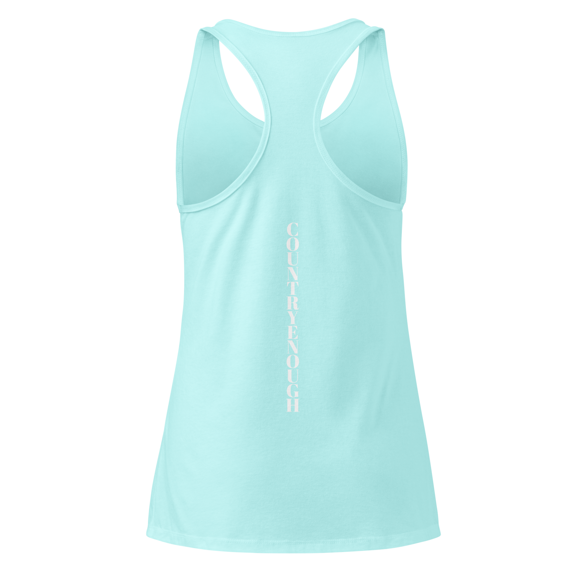 Cancun tank top with words country enough on the front and words country enough down the spine on the back #cancun