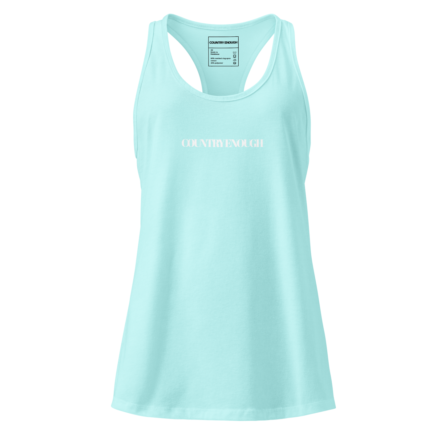 Cancun tank top with words country enough on the front and words country enough down the spine on the back #cancun