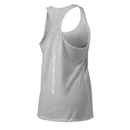 Heather Gray tank top with words country enough on the front and words country enough down the spine on the back #heathergray