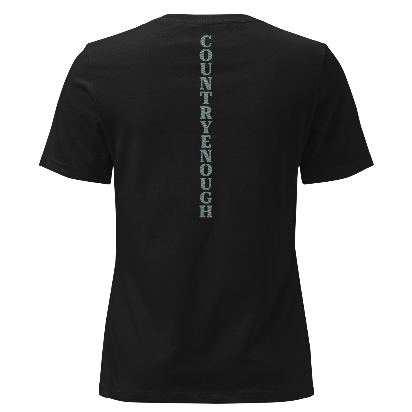 Black t-shirt with dark green bull skull and mirrored cacti on a desert landscape #black