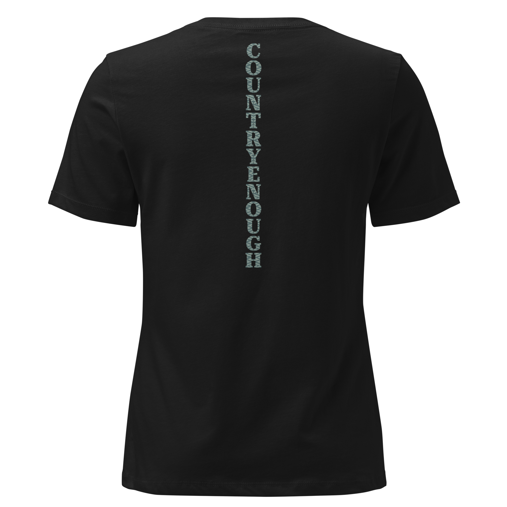 Black t-shirt with dark green bull skull and mirrored cacti on a desert landscape #black