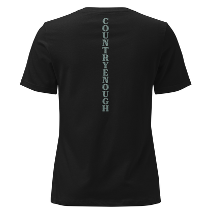 Black t-shirt with dark green bull skull and mirrored cacti on a desert landscape #black