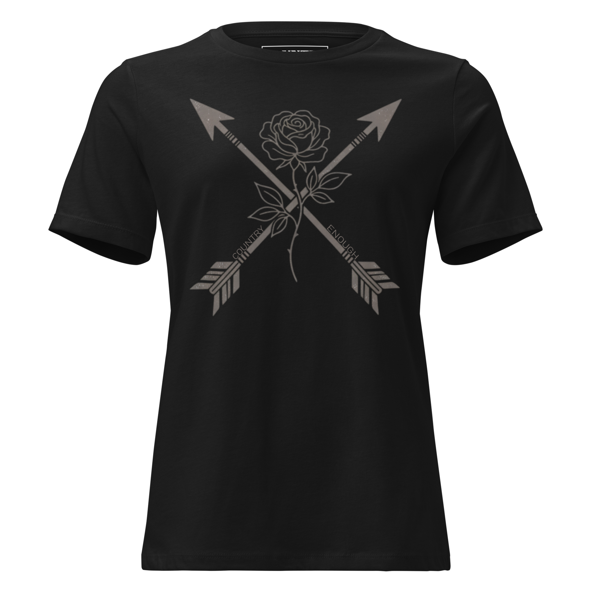 Black t-shirt with arrows and rose graphic #black