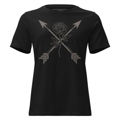 Black t-shirt with arrows and rose graphic #black