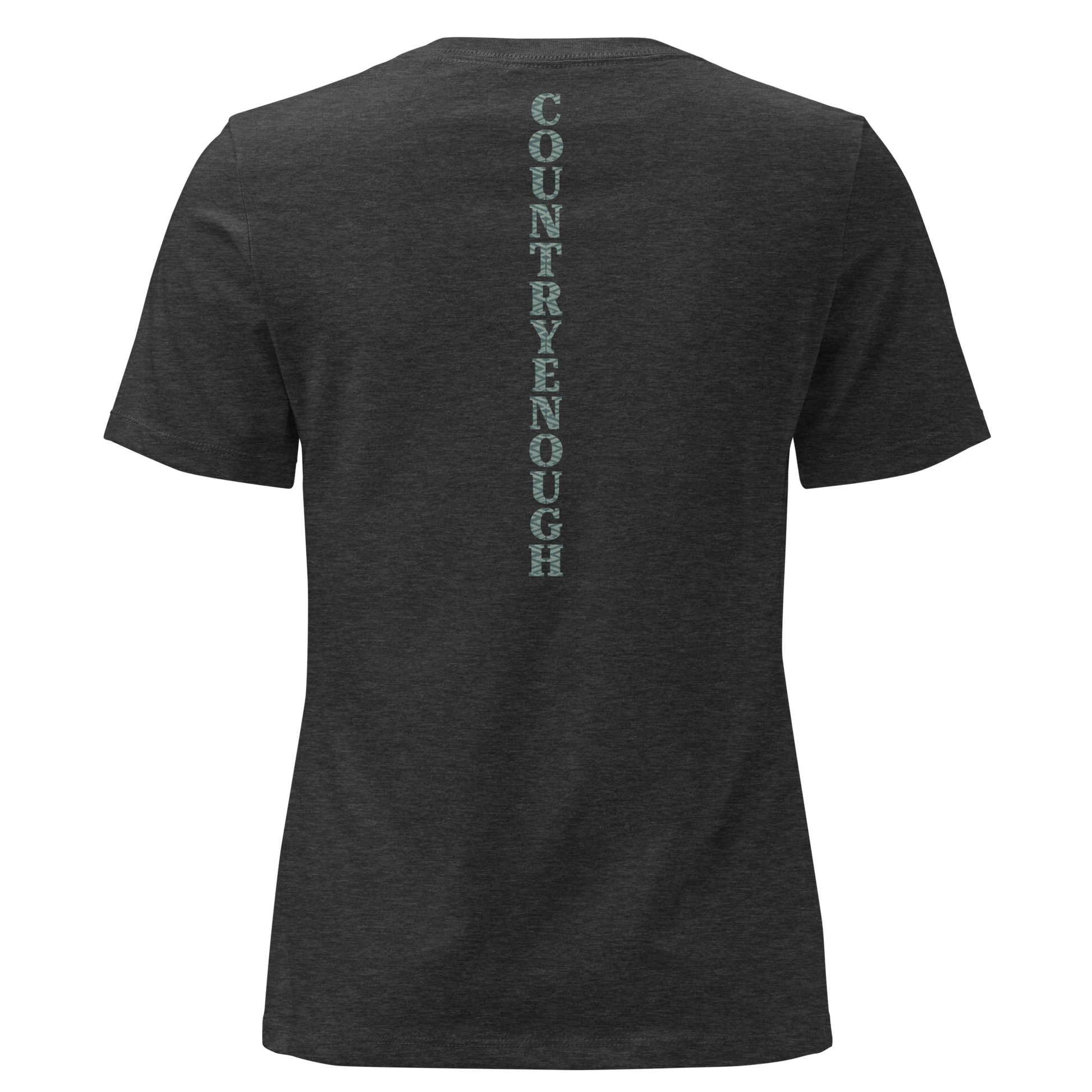 Dark Grey Heather t-shirt with dark green bull skull and mirrored cacti on a desert landscape #darkgreyheather