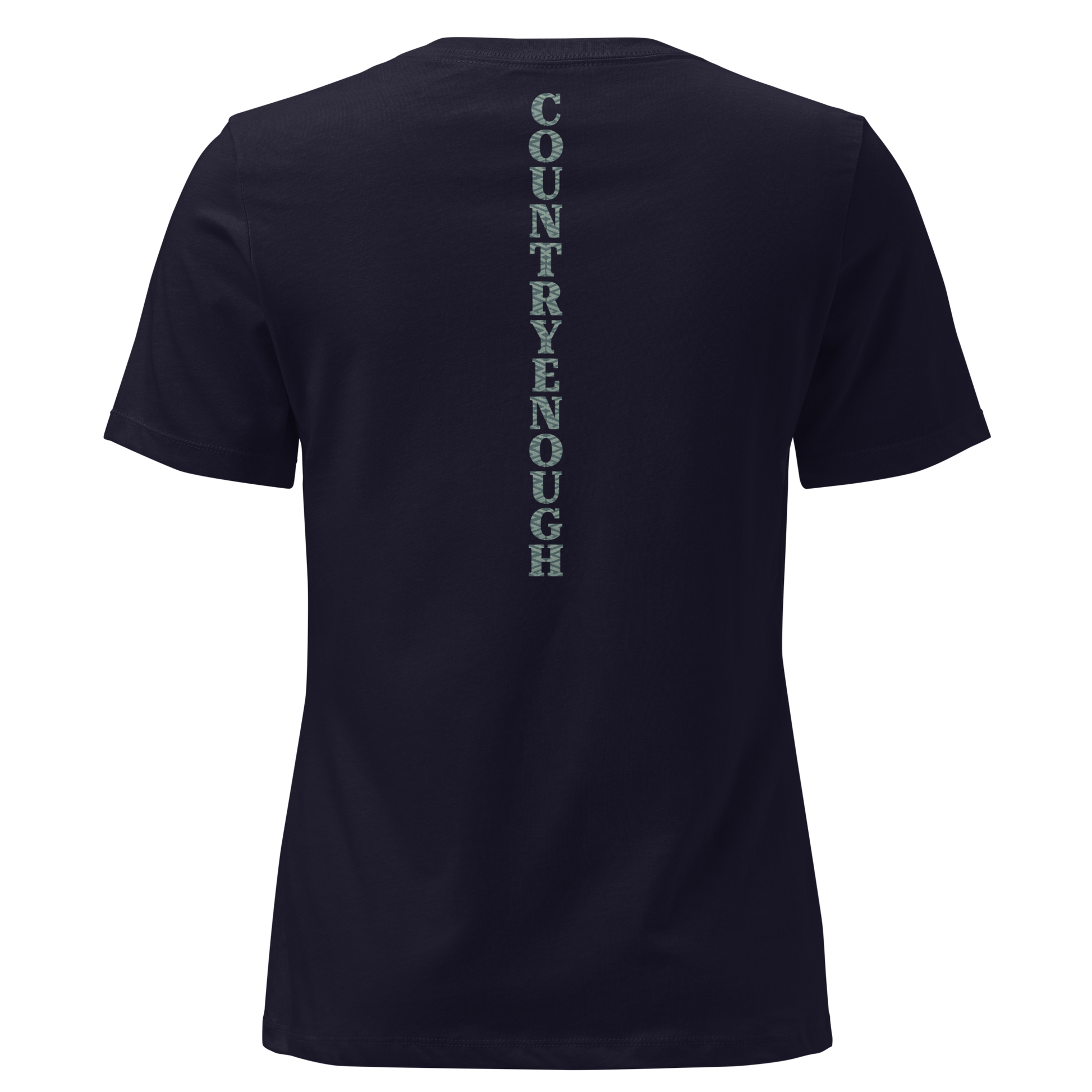 Navy t-shirt with dark green bull skull and mirrored cacti on a desert landscape #navy