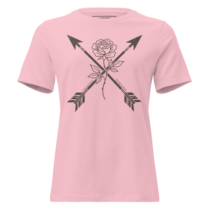 Pink t-shirt with arrows and rose graphic #pink