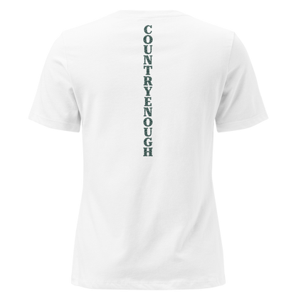 White t-shirt with dark green bull skull and mirrored cacti on a desert landscape #white