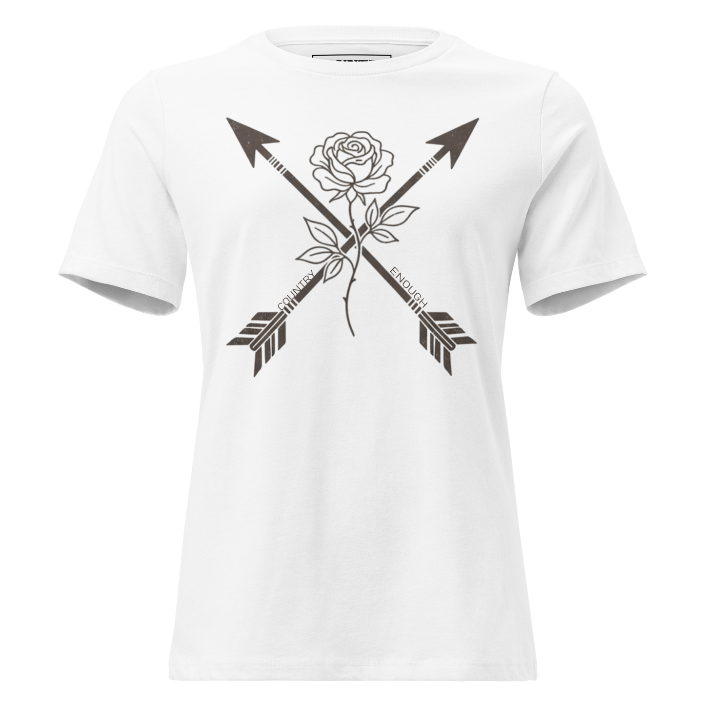 White t-shirt with arrows and rose graphic #white