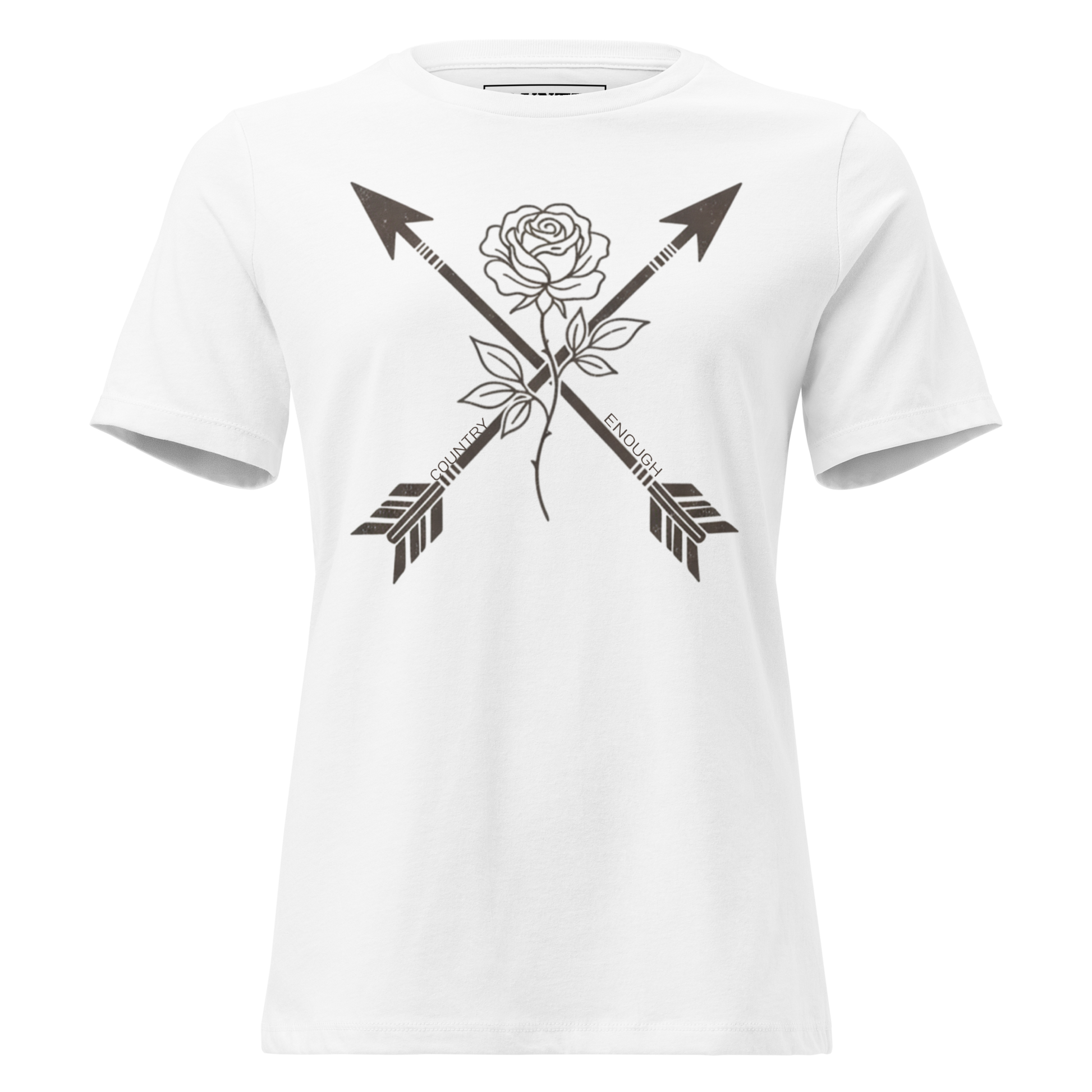 White t-shirt with arrows and rose graphic #white