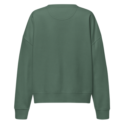 Sage sweatshirt with graphic of mirrored bison and words country enough #sage