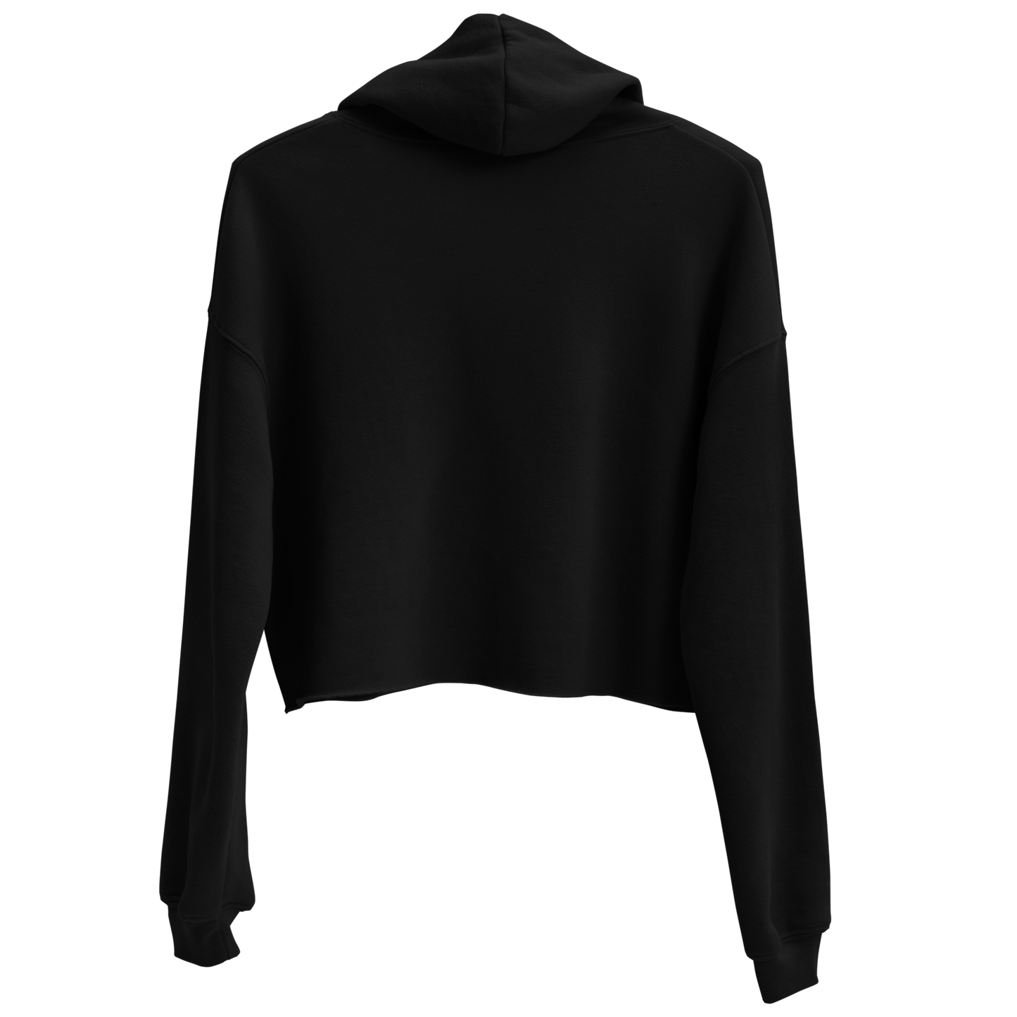 Black crop hoodie with graphic of longhorn style disco ball, bar scene, and words meet me at a dance hall #black