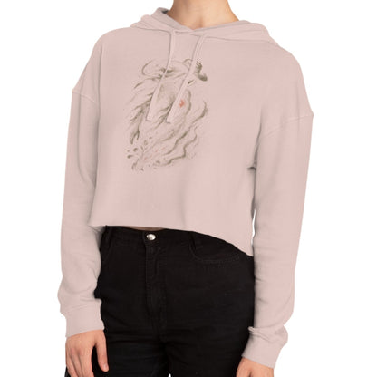 Pale Pink crop hoodie with a cowgirl with a red heart graphic #palepink