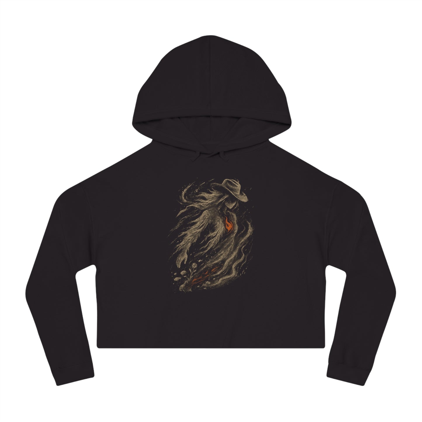 Black crop hoodie with a cowgirl with a red heart graphic #black