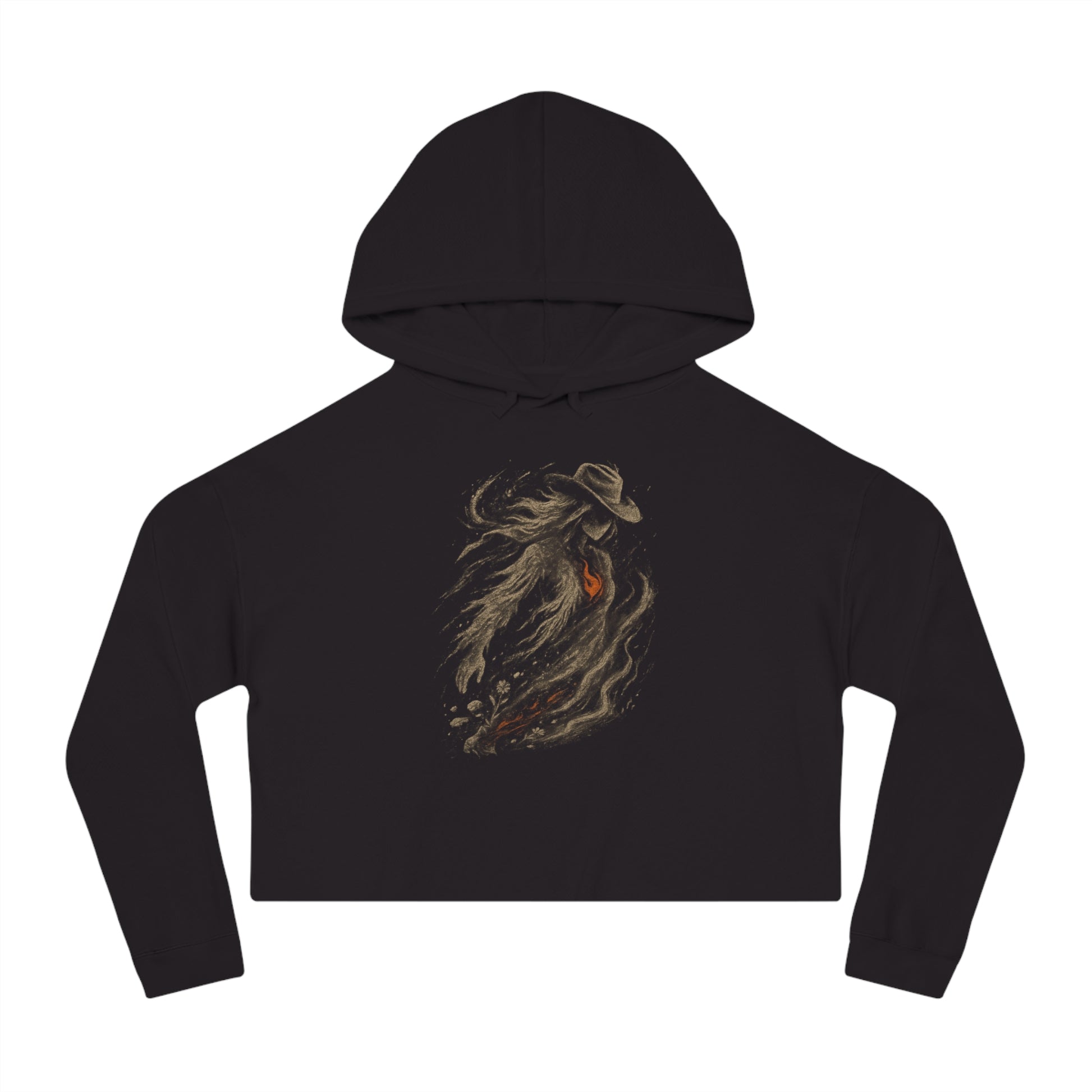 Black crop hoodie with a cowgirl with a red heart graphic #black