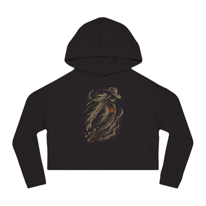 Black crop hoodie with a cowgirl with a red heart graphic #black