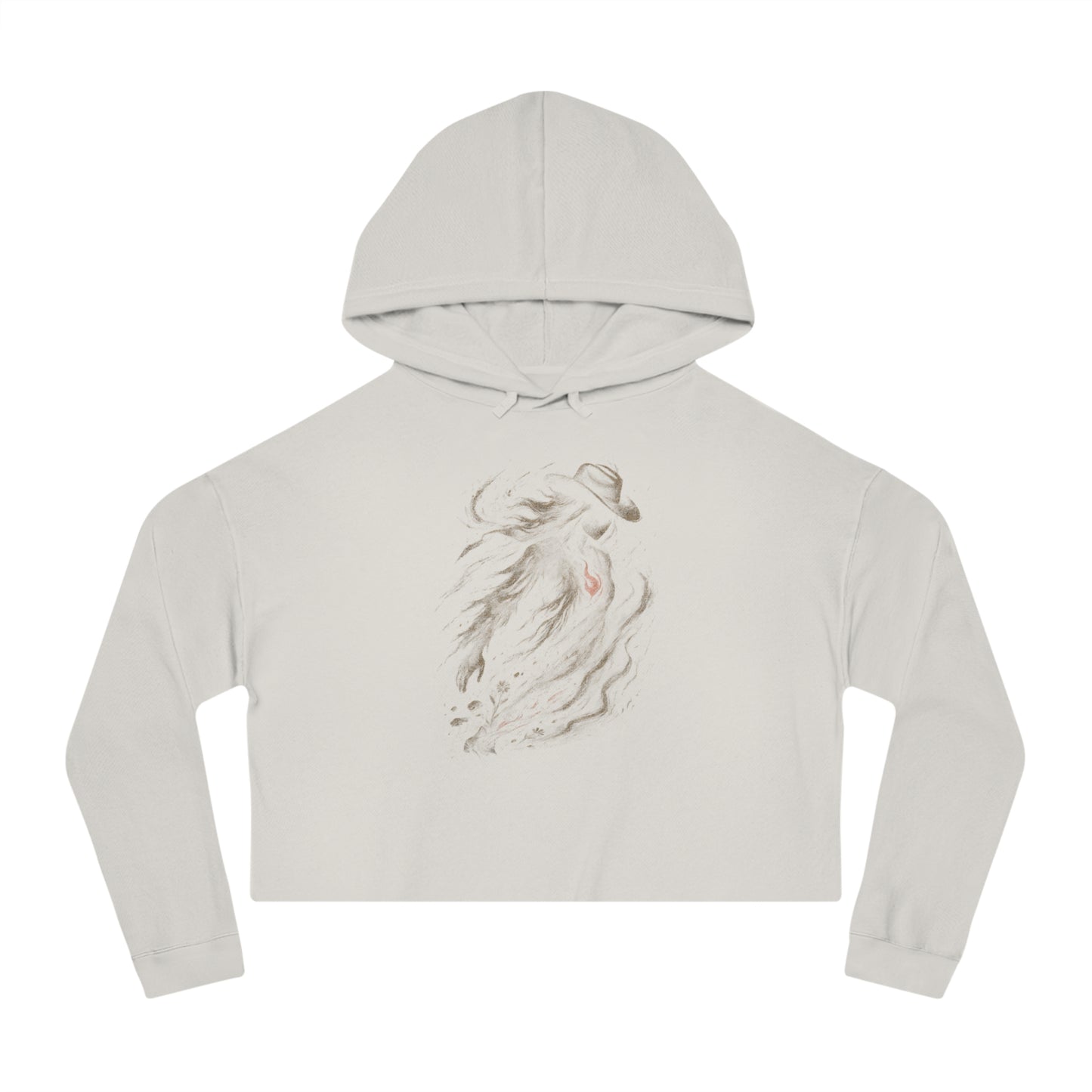 Bone crop hoodie with a cowgirl with a red heart graphic #bone
