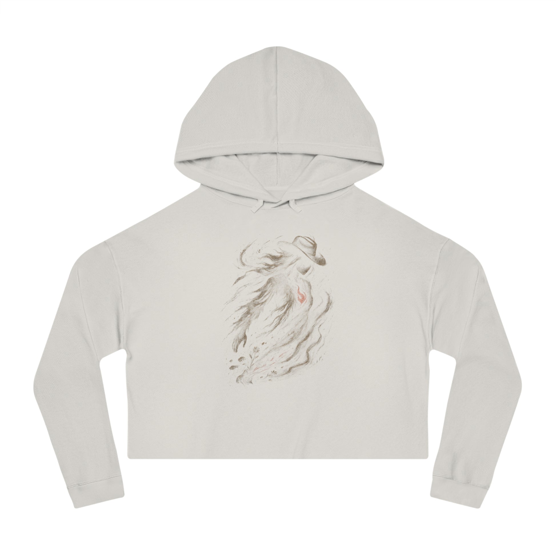 Bone crop hoodie with a cowgirl with a red heart graphic #bone