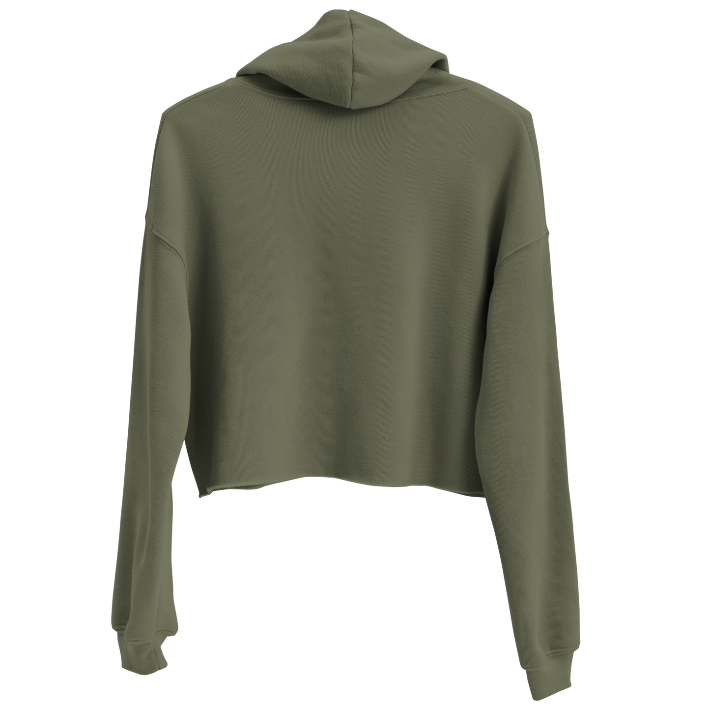Military Green crop hoodie with graphic of a cowgirl, desert landscape, sun, cacti, and rose #militarygreen