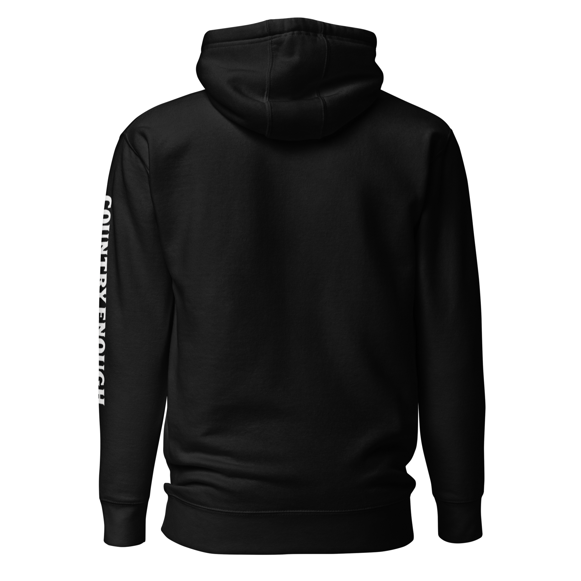 Black hoodie with graphic of cowgirl and horse, western landscape, and words this ain't my first rodeo #black