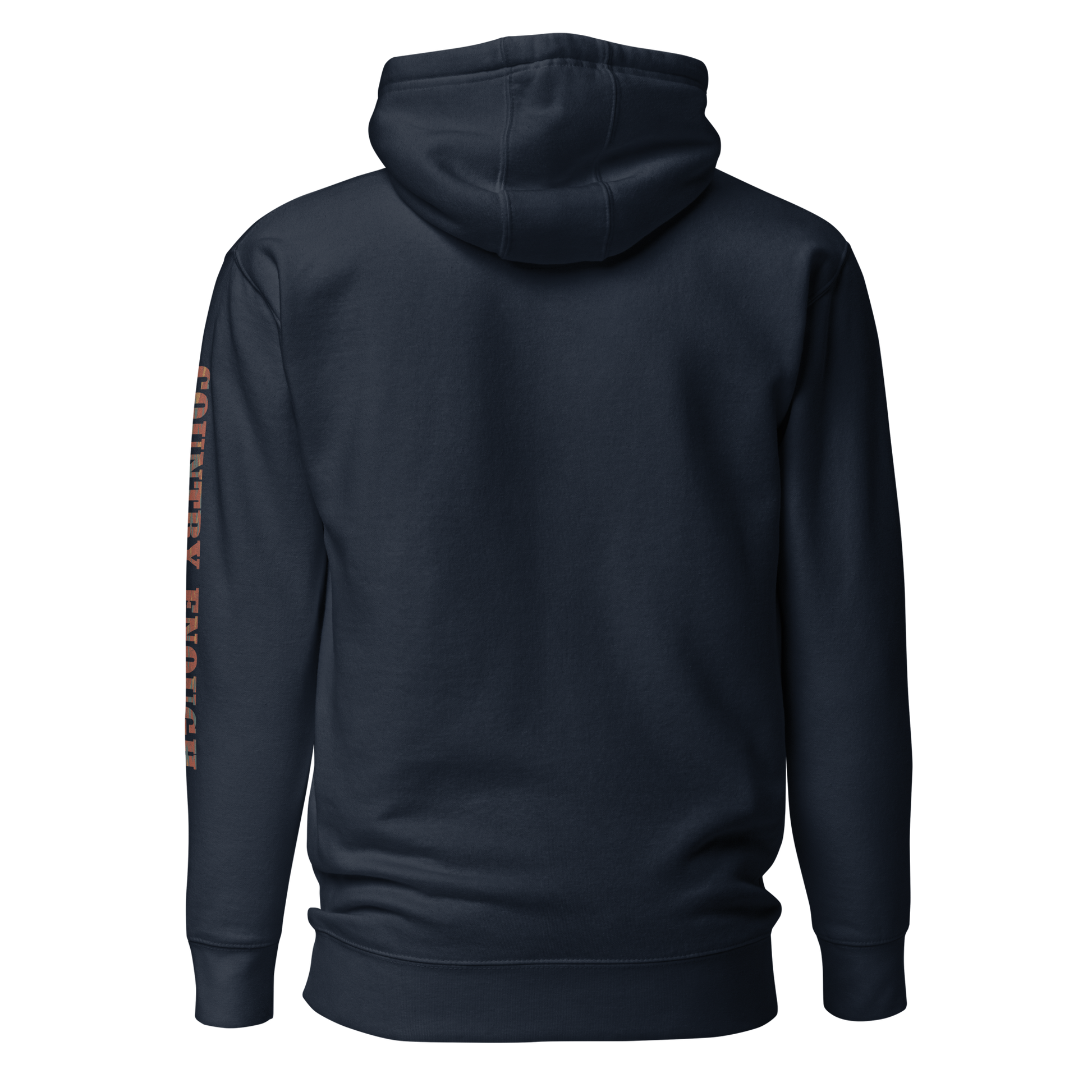 Navy Blazer hoodie with graphic of aztec patter, bull skull, and the words country enough #navyblazer