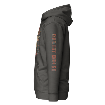 Vintage Black hoodie with graphic of aztec patter, bull skull, and the words country enough #vintageblackVintage Black hoodie with graphic of aztec patter, bull skull, and the words country enough #vintageblack