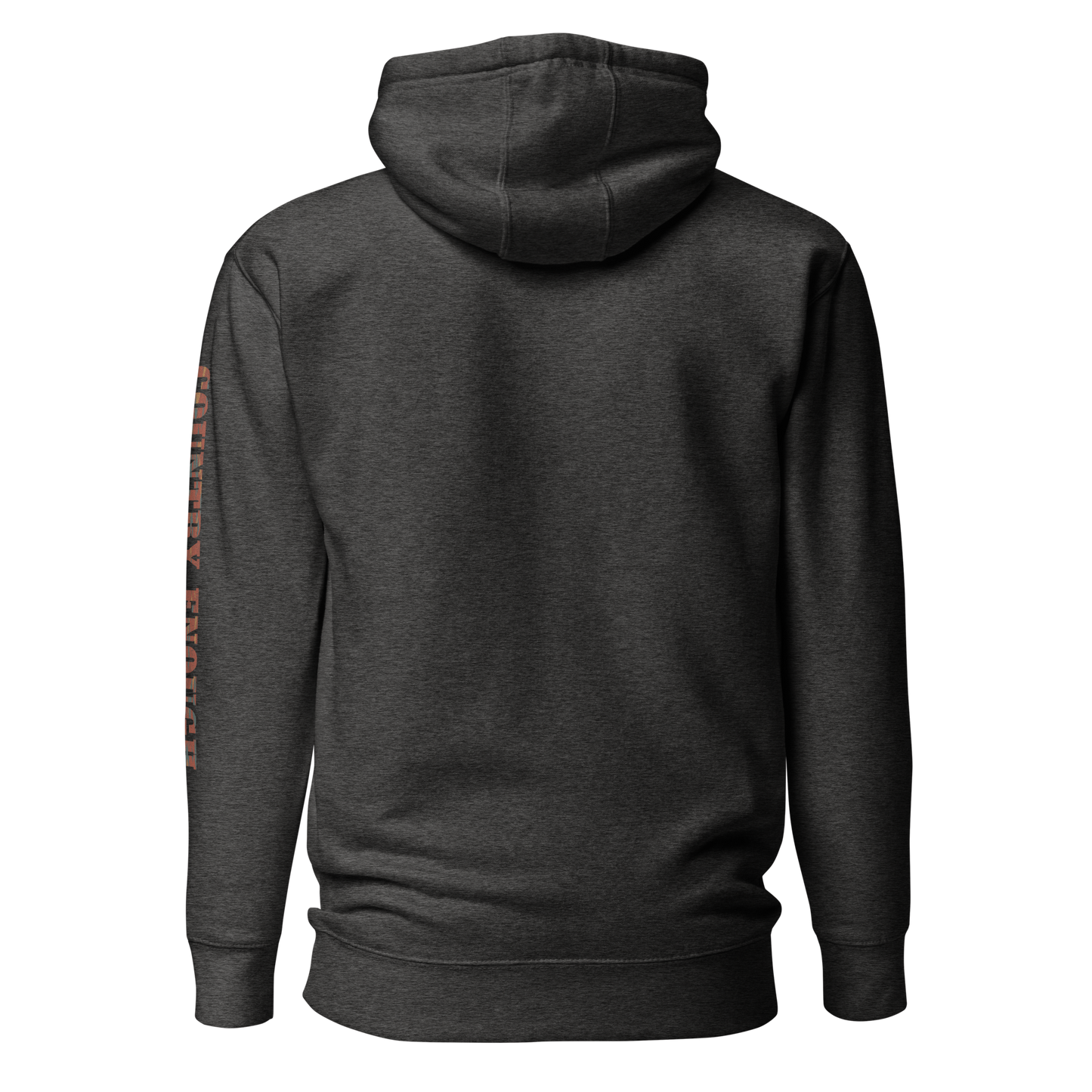 Vintage Black hoodie with graphic of aztec patter, bull skull, and the words country enough #vintageblack