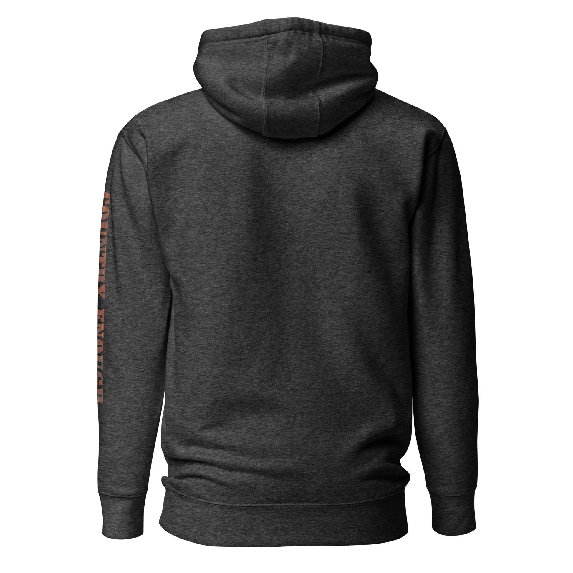 Vintage Black hoodie with graphic of aztec patter, bull skull, and the words country enough #vintageblack