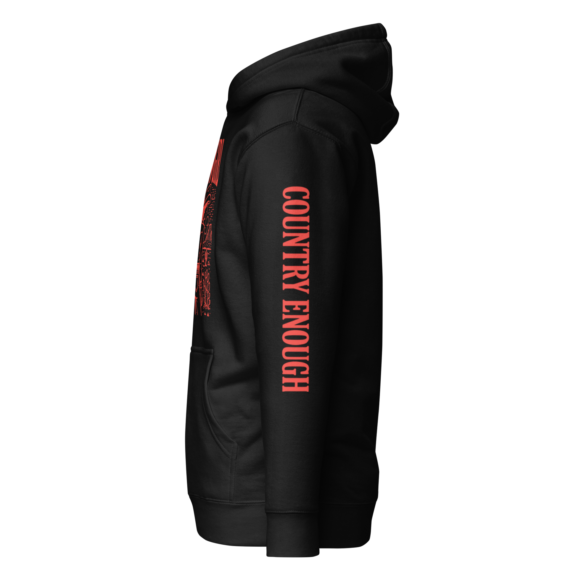 Black hoodie with graphic of cowgirl in front of a desert landscape #black