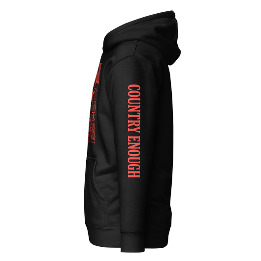 Black hoodie with graphic of cowgirl in front of a desert landscape #black