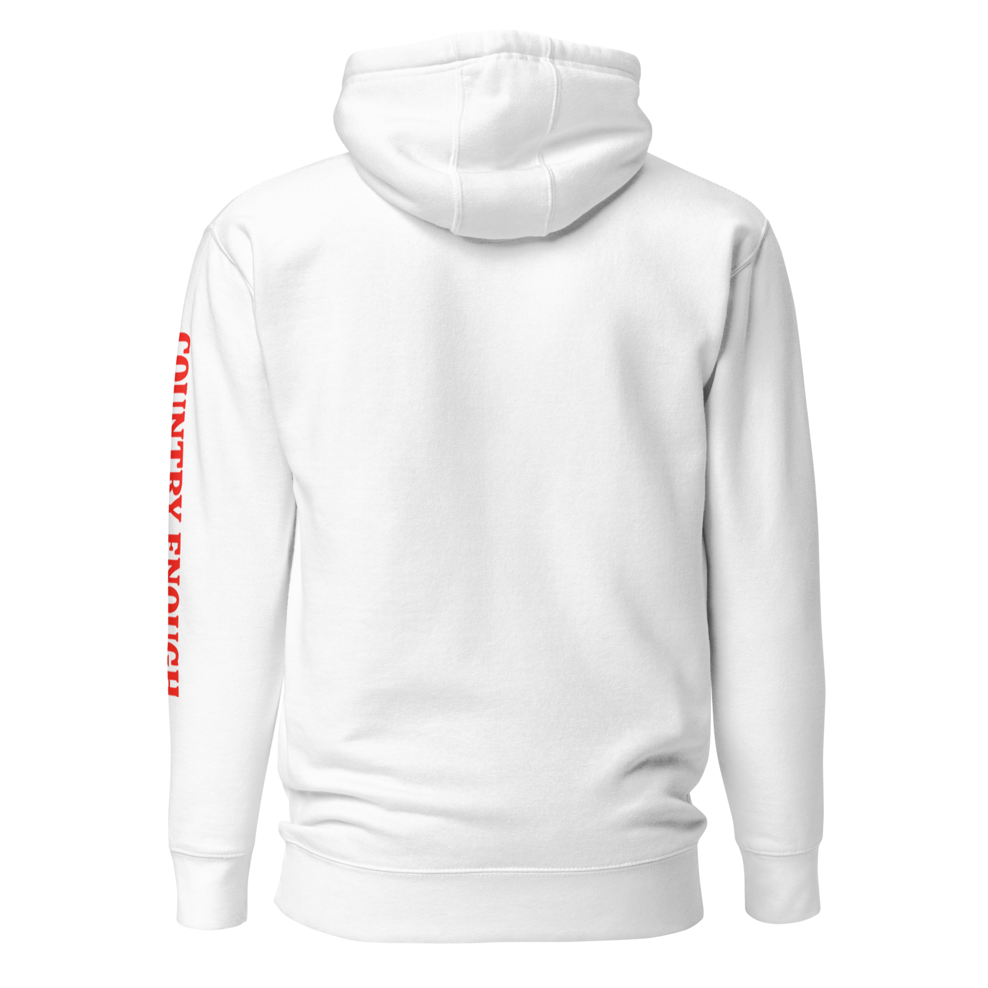 White hoodie with graphic of cowgirl in front of a desert landscape #white
