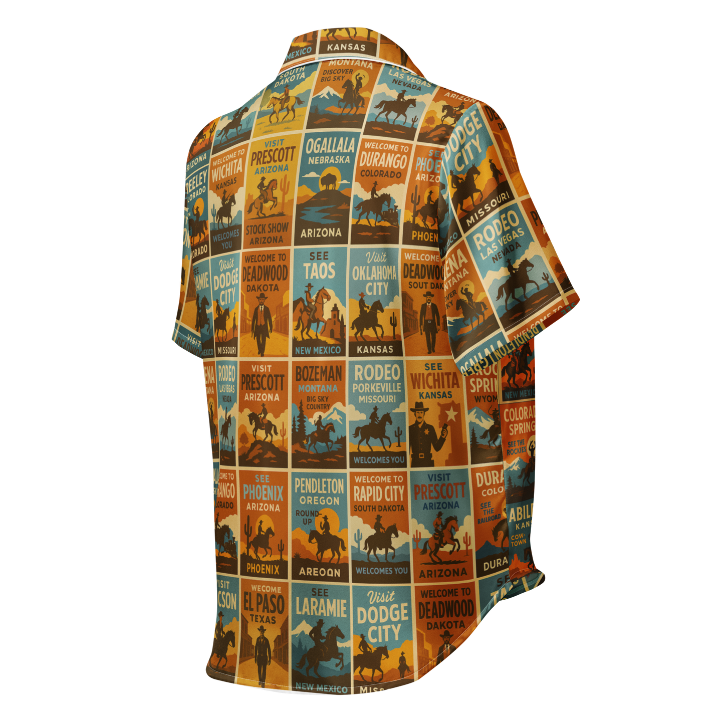 Western Pajama top with rodeo poster graphic covering the whole top #white