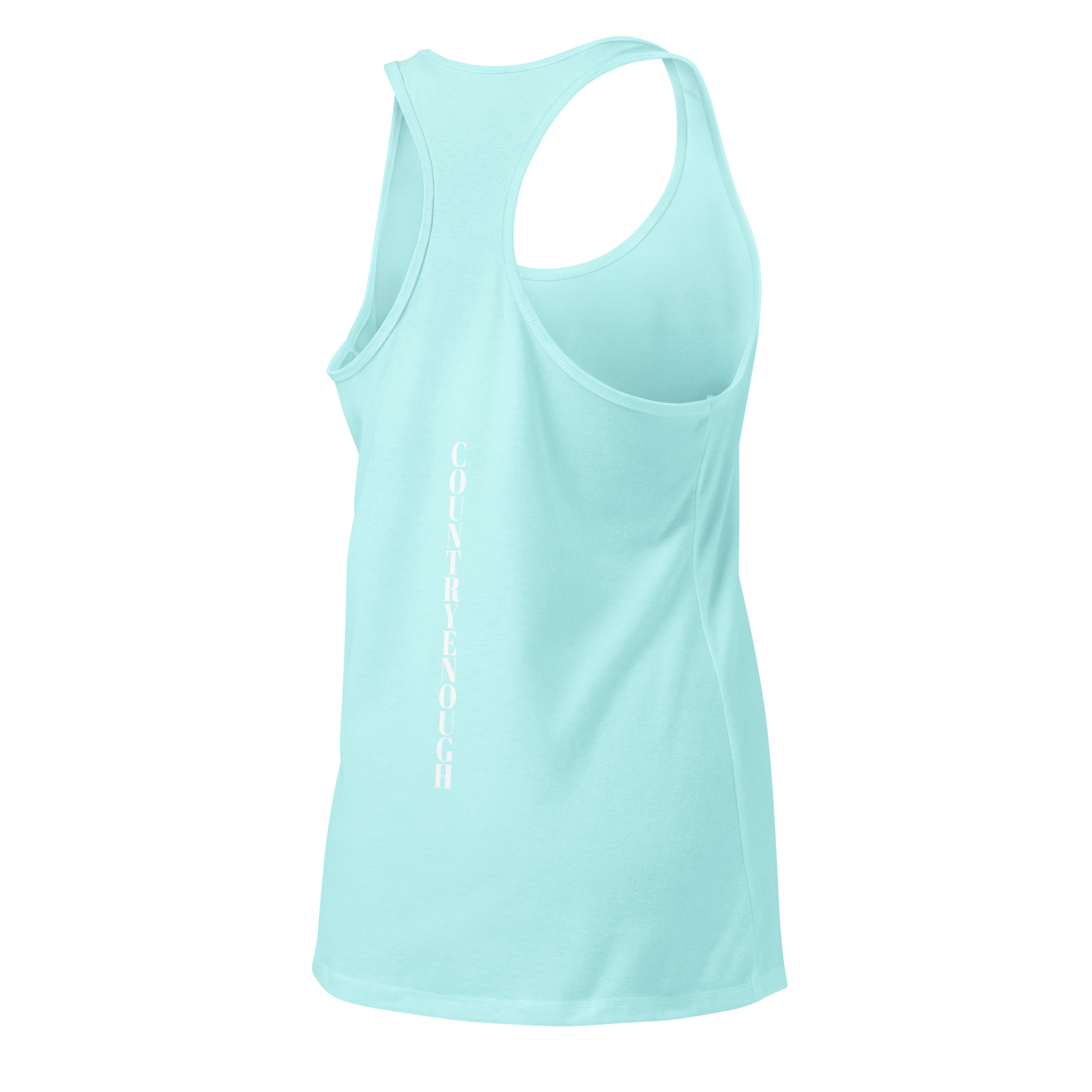 Cancun tank top with words country enough on the front and words country enough down the spine on the back #cancun