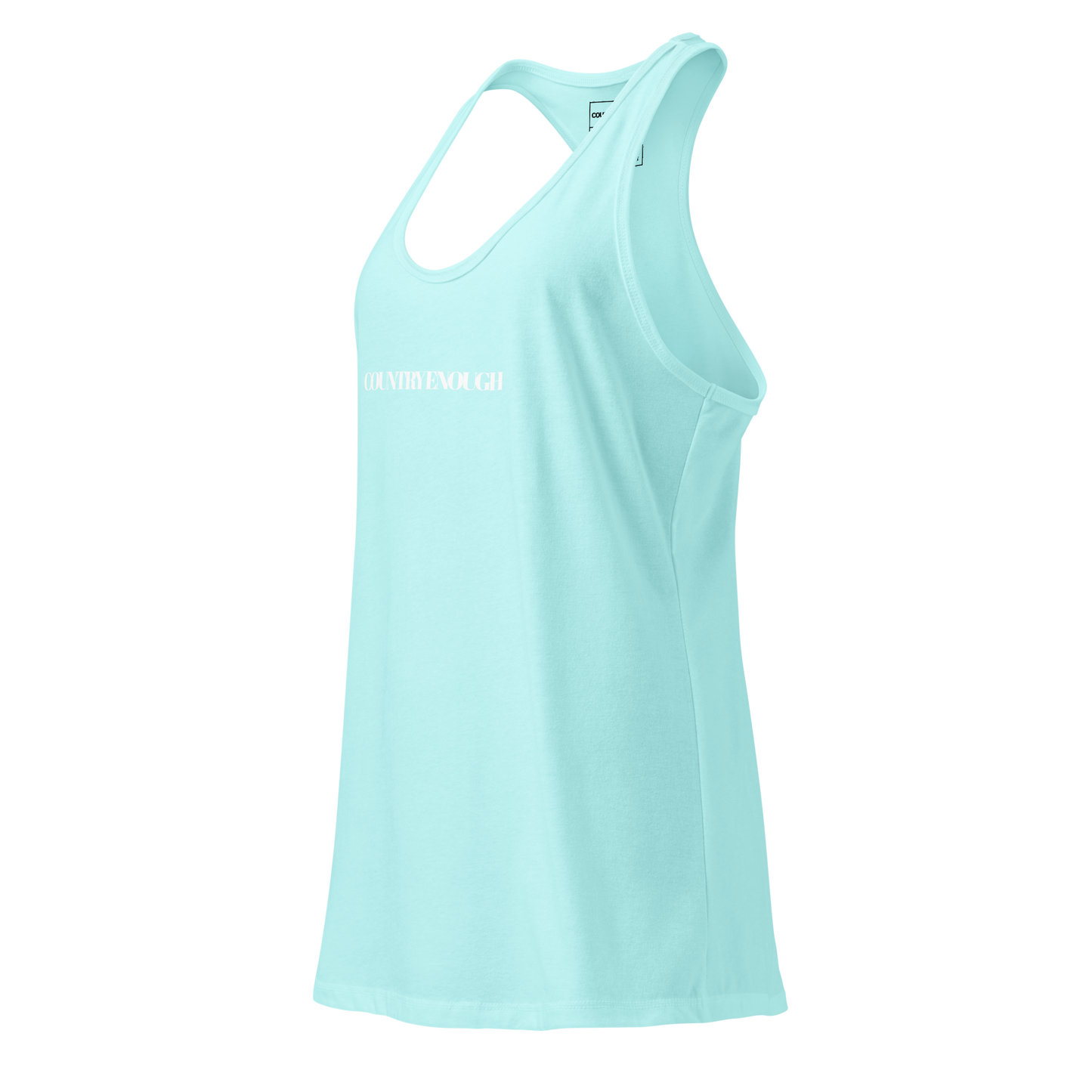 Cancun tank top with words country enough on the front and words country enough down the spine on the back #cancun