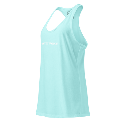 Cancun tank top with words country enough on the front and words country enough down the spine on the back #cancun