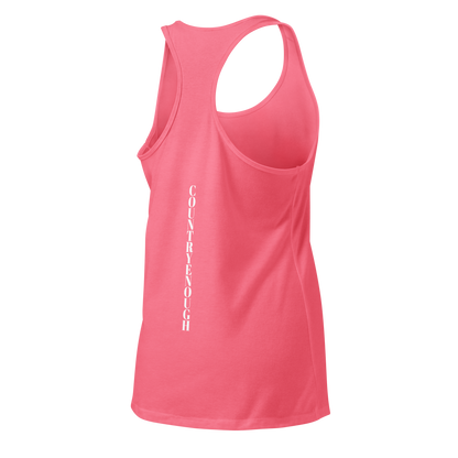 Hot Pink tank top with words country enough on the front and words country enough down the spine on the back #hotpink