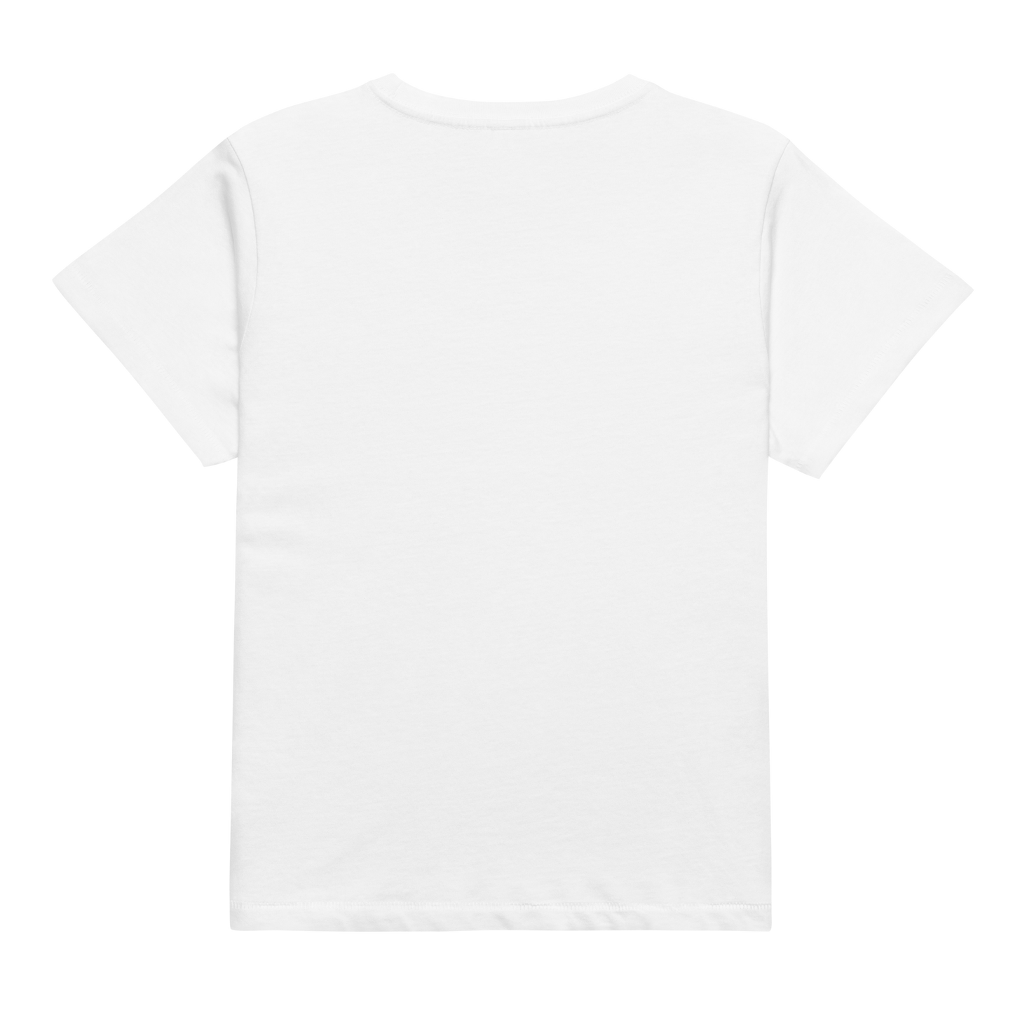 White t-shirt of cowgirl standing in a desert scene with words cowgirl. all in bright red coloring #white