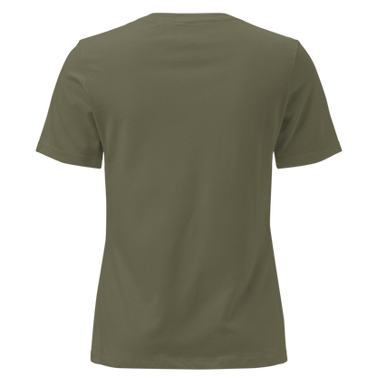T-shirt with graphic of retro coloring, a bull, and the words here for the bulls. #militarygreen