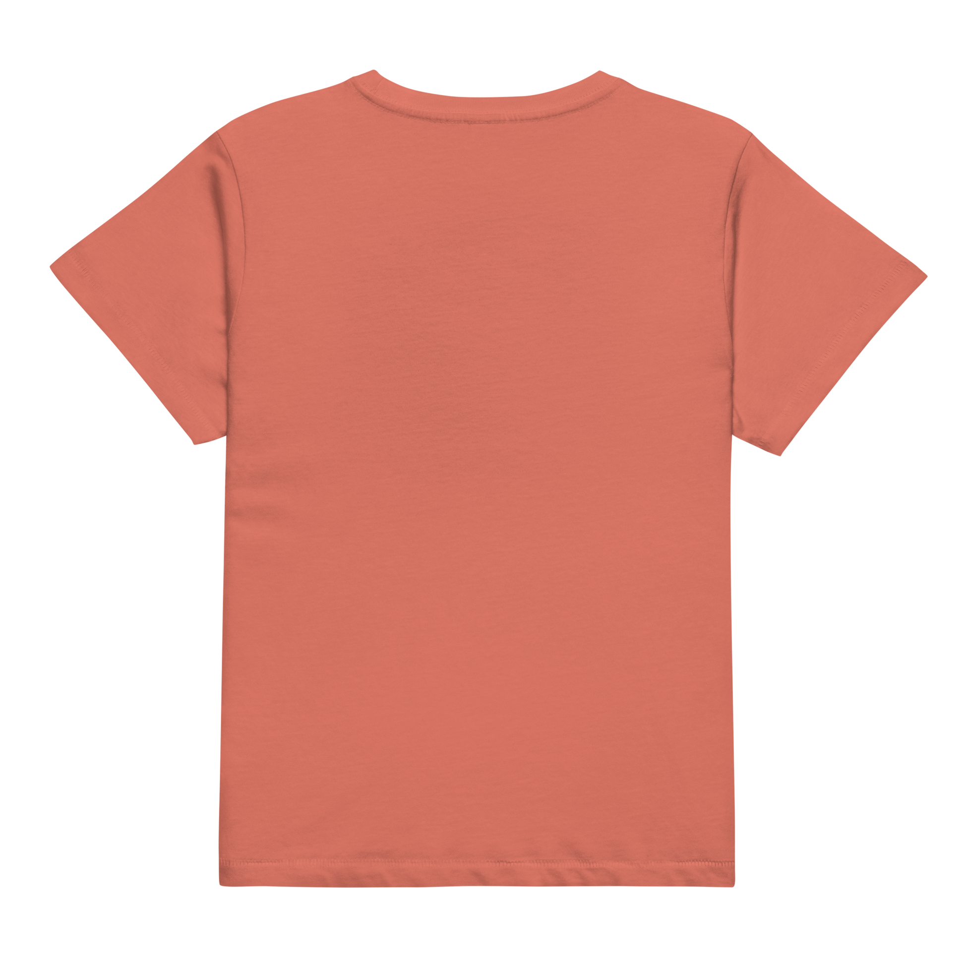 Red Sorbert t-shirt with graphic of a cowgirl, clouds, one mountain, and cacti #redsorbet