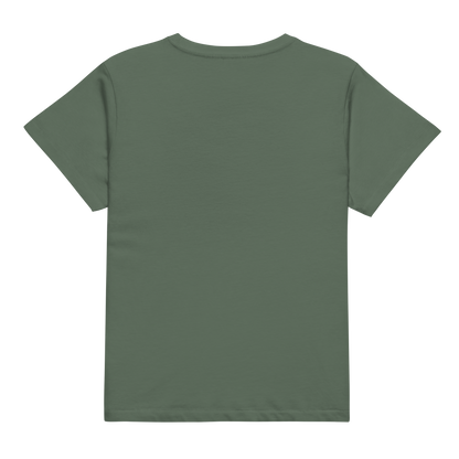 Women's high waist t-shirt with a stand alone aztec pattern and the pattern used as the color for the words country enough #pine