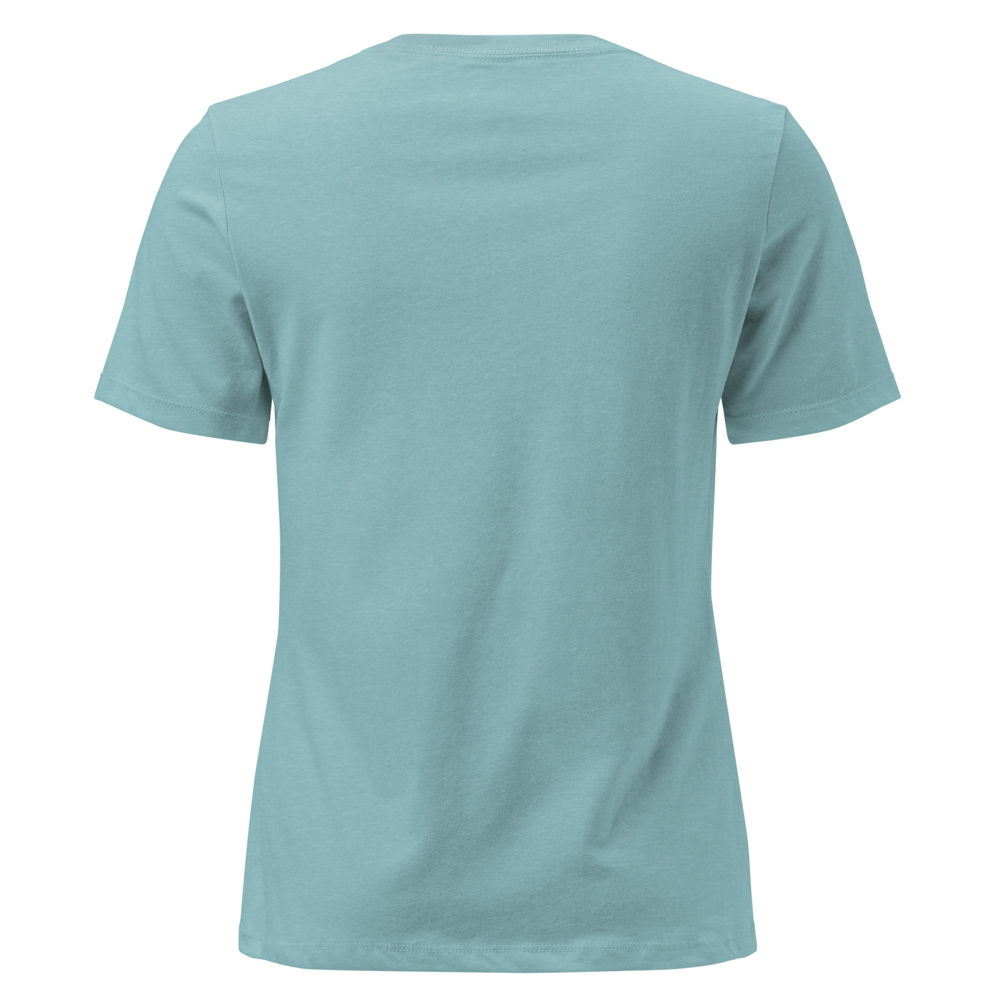 Heather Blue Lagoon t-shirt with graphic of desert landscape, cacti, roses, bull skull and sun. #heatherbluelagoon