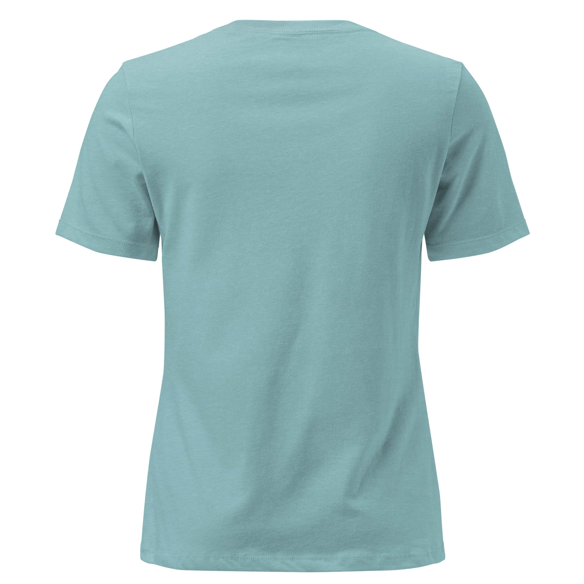 Heather Blue Lagoon t-shirt with graphic of desert landscape, cacti, roses, bull skull and sun. #heatherbluelagoon